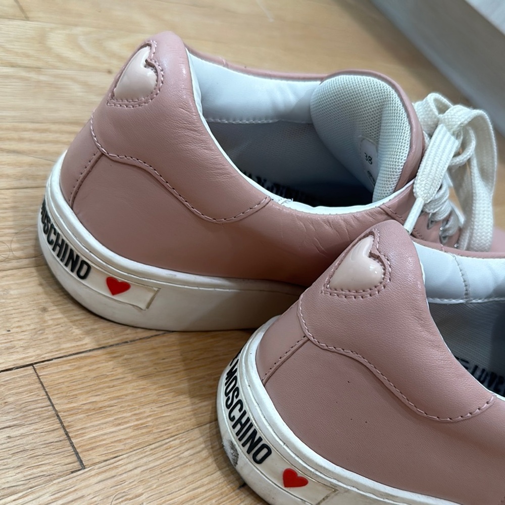 Pink Leather Sneakers with White Laces - Picture 4 of 4